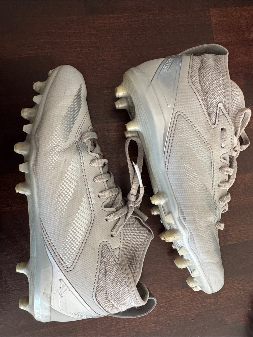Gray & Silver Adizero football Cleats